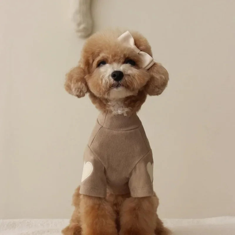 Pull Coeur pour Petit Chien - Vêtement Chaud Hiver
